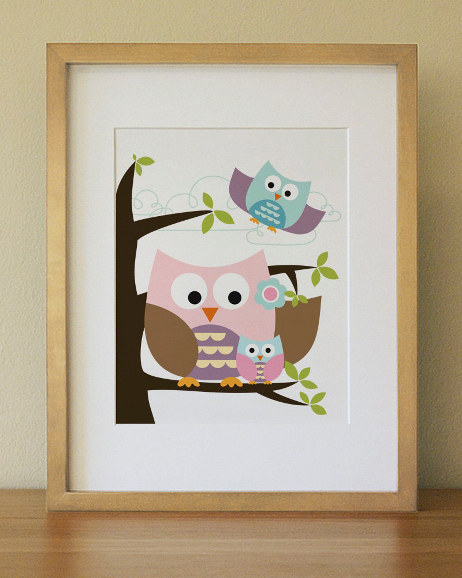 Owl . Baby Nursery Wall Art . Children Wall Art Etsy