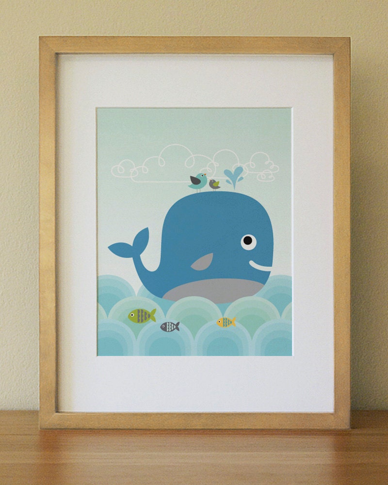 Whale . Baby Nursery Wall Art . Children Wall Art Etsy