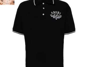 Amiri pikétröja i bomull, handgjord streetwear-designer, unisex