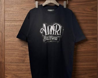 T-shirt Amiri in cotone fatta a mano, streetwear unisex, maglietta grafica alla moda
