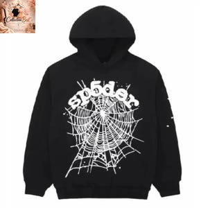 Sp5der Spider Web Graphic Hoodie Svart Oversized Streetwear Unisex Pullover Hoodie bild 1
