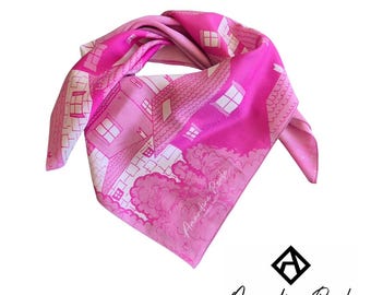Carré de Soie Twill 100% Saint-Tropez Foulard d'Artiste " Les Carrés Trop" par Amandine Reale Creative Artist