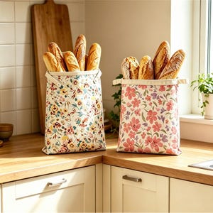 XL återanvändbar brödpåse i bivax, förvaring av surdegsbröd, miljövänligt köksmaterial, plastfri baguette och hantverksmässig brödpåse