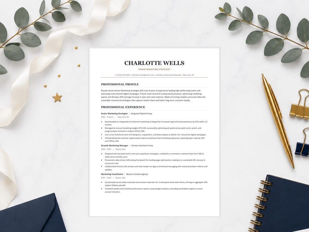 Minimalist Resume Template Word | CV Template | Professional Executive ...