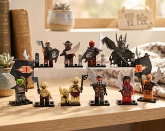 Zestaw klocków Mordor Army, 10 postaci z akcji, w tym dzikie orki i gobliny jaskiniowe, kreatywne klocki do zabawy, prezent dla mężczyzn i chłopców