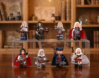 Zestaw figurek Creed Assassin, 8 bohaterów akcji z ukrytymi ostrzami, łukami i mieczami, kreatywne klocki do zabawy, prezent dla chłopców-graczy