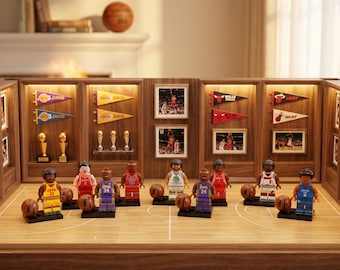 Zestaw figurek Basketball Dynasty, 9 bohaterów akcji z LeBronem Jamesem Michaelem Jordanem, kreatywny zestaw klocków do zabawy dla chłopców