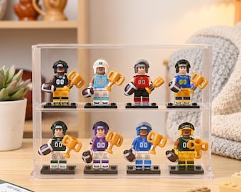 Zestaw figurek Gridiron Rivals, 8 bohaterów futbolu amerykańskiego z hełmami drużynowymi, kreatywny zestaw klocków do zabawy dla chłopców i mężczyzn