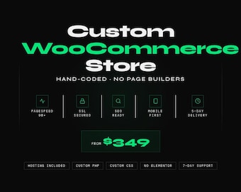 WooCommerce Online Store-configuratie | Aangepast gecodeerd thema | WordPress e-commercewebsite | Hosting inbegrepen | Klaar voor SEO | Levering binnen 5 dagen