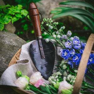 Handforged Gardening Trowel with Handturned Wood Handle