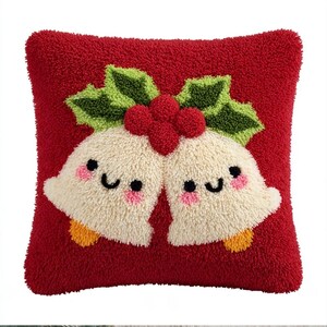 Kit de confection de coussin à crochet, motif cloche de Noël, projet de loisirs créatifs à faire soi-même, 43 x 43 cm