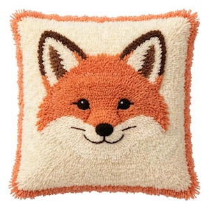 DIY Fox Latch Hook Pillow Craft Kit,Personalized Handmade Gift for Birthday Christmas,Cozy Decorative Throw Pillow for Bedroom Couch