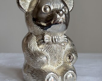 ヴィンテージ シルバーメッキ テディベア 貯金箱