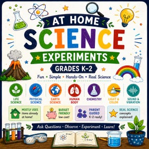 At Home Science Experiments — Grades K–2 | 37 Experiments + Complete Supply List