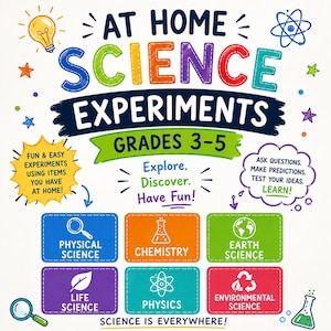 At Home Science Experiments — Grades 3–5 | 30 Experiments + Complete Supply List