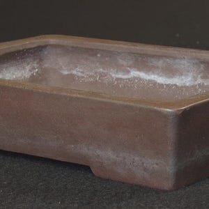 Vaso vintage para bonsai de Tokoname | Vaso retangular de cerâmica sem esmalte Yamaaki | Cerâmica japonesa para bonsai 24,6 cm