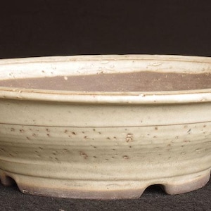 Japanese Bonsai Pot Round White Glazed Dia.24.3 cm (9.57 inches) / SATSUKI