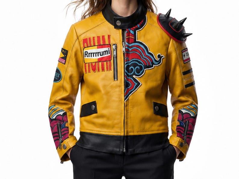 Rumi Cosplay Jacket | KPop Demon Hunters Costume | Yellow Moto Outfit image 1
