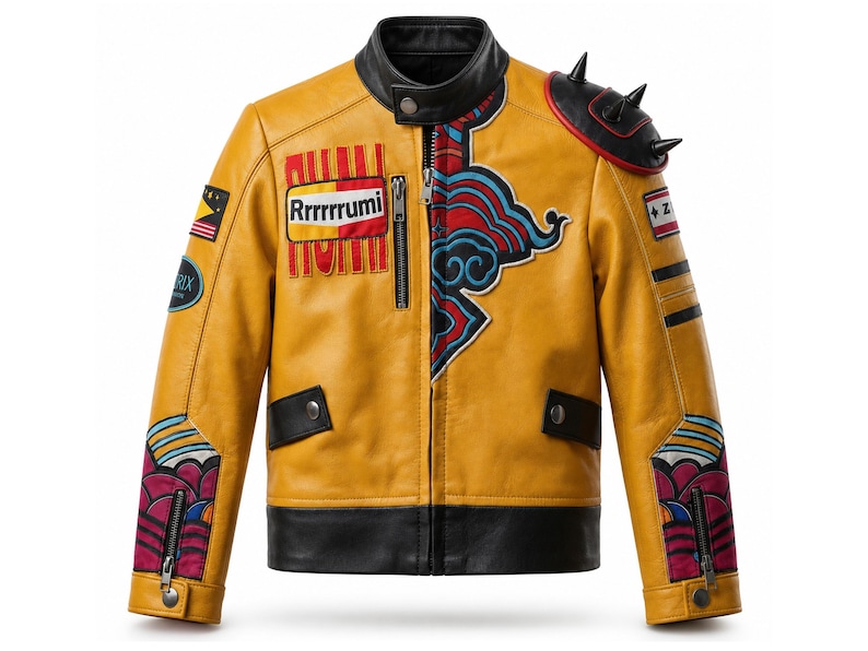 Rumi Cosplay Jacket | KPop Demon Hunters Costume | Yellow Moto Outfit image 3