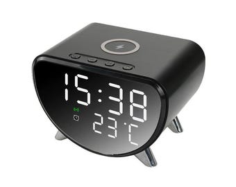 3-in-1 Magnetic Fast Wireless Charging Stand Station With Digital LED Clock For Mobile Phones