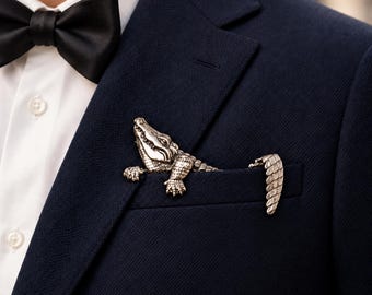 Men's Animal Pocket Brooch,Crocodile,Tiger or Octopus,Zinc Alloy Suit Accessory,Men's Wedding Groom Brooch,Luxury Formal Wear Gift