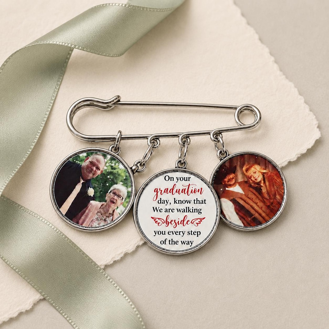 Graduation Brooches Personalized Graduation Memorial Photo Pin, Custom Remembrance Brooch ...