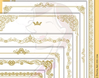 page border gold certificate frame clipart create your own etsy