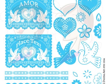 Papel Picado Banners White Wedding Invitations Digital Etsy