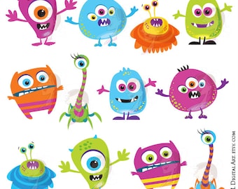 little monster birthday clipart cute monsters party silly etsy