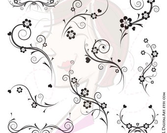 floral borders logo clip art frame vintage flowers perfect etsy