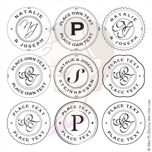 Monogram Badges Stamp Round Circle Retro Frames Commercial Use Page Decoration Business Clip Art Vector Png Images Digital Download 10737 image 1