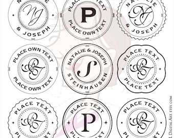 Monogram Badges Stamp Round Circle Retro Frames Commercial Use Page Decoration Business Clip Art Vector Png Images Digital Download 10737