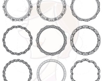 Doily Lace Clipart Doyley Border Round Frame Doilies Digital Frames DIY Wedding Invitation Scrapbook Photo Frame Clip Art Project 10245