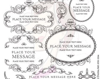 Vintage Logos Vector Florals Clipart - Acanthus Frames perfect for beautiful Wedding or Business Branding - FREE Commercial Use 10275