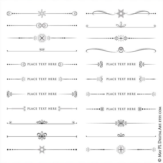 Text Dividers Floral Clipart Decorative Divider Digital Clip Etsy