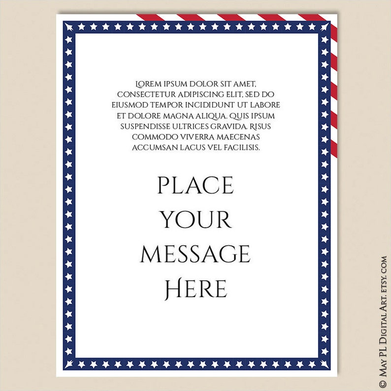 American Border Frames Clip Art, Memorial Day, Fourth Of July, Patriotic Blue Red Flag Eagle Page Decoration School Business Use 10942 image 9