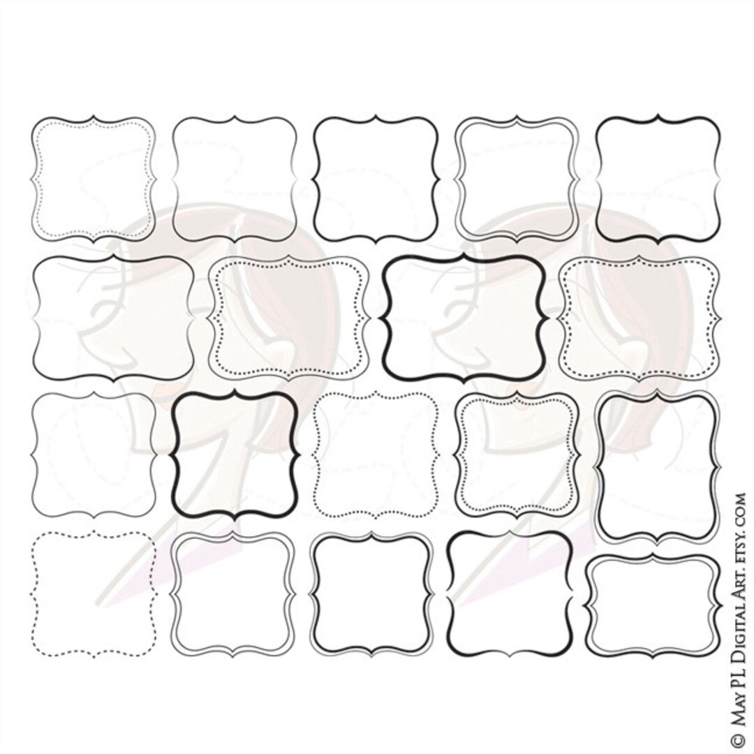Digital Fancy Shapes Clipart Vector Frames Clip Art DIY Logo Commercial ...