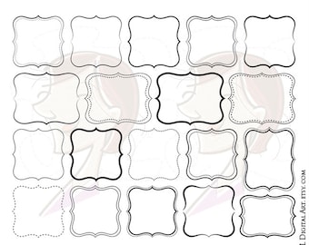 Cyfrowe fantazyjne kształty Clipart Ramki wektorowe Clip Art DIY Logo Komercyjne Do użytku osobistego Cardmaking Scrapbook Dostawy Etykiety Tagi Pliki PNG 10497