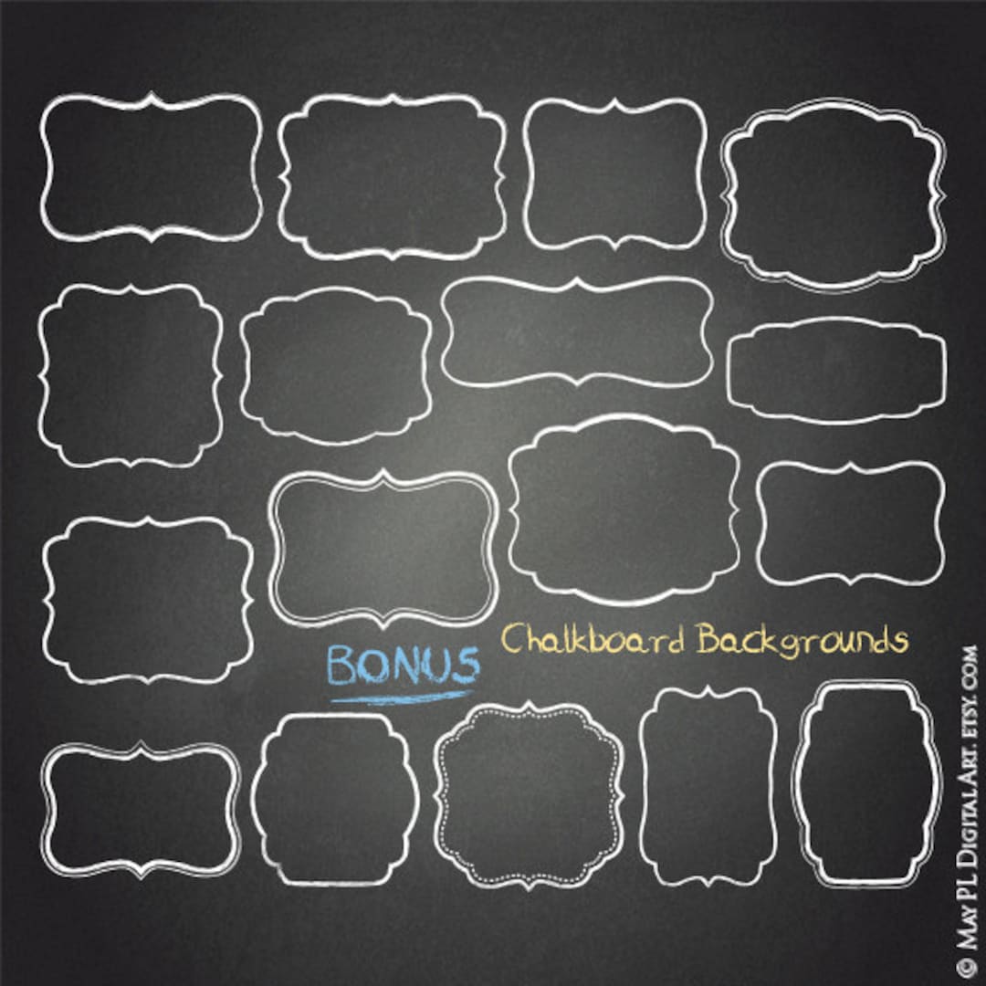 Chalkboard Frames Digital Clip Art White Borders, Feature Free Chalkboard  Background, Great for Cardmaking, Wedding Commercial Use 10662 - Etsy