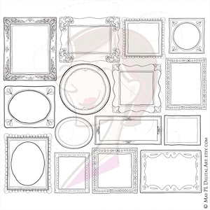 Doodle Bilderrahmen - süße handgezeichnete Doodles Clipart von Bilderrahmen ideal für Lehrer, Fotografen, Kunsthandwerk, Scrapbooking 10004