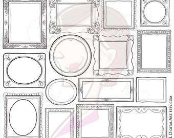 Doodle Frame Border - Cute Handdrawn Doodles Clipart of Picture Frames ideal for Teacher, Photographer, Crafts, Scrapbooking 10004