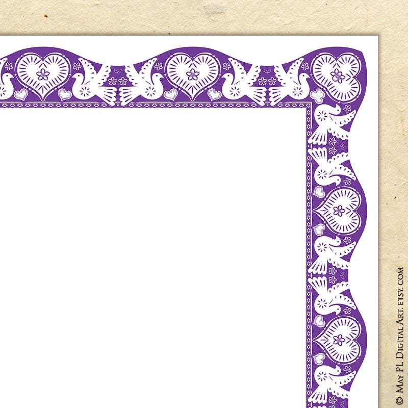Spain Border Pattern Purple Spanish Borders Page Morado Clipart - 8x11 and A4 Document ...