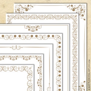 Bronze Seite Borders Rahmen Vintage Digital Clipart - 8 x 11 Zertifikat Award, antike Hochzeitseinladung - kostenlose kommerzielle Nutzung 10991