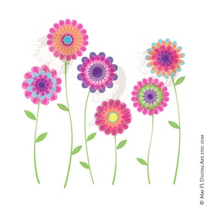 Pink Flower Clipart Spring Flowers - Floral VECTOR Clip Art Digital Download Scrapbook Craft Supplies DIY Invitations Commercial Use 10042