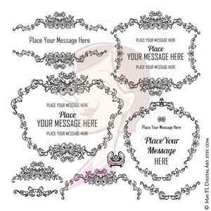 Franse Provinciale Frame Borders Decoratieve Elegante Krans Frames Oude Badge Graphics VECTOR Illustraties Wedding Shower Vintage Clipart 10239