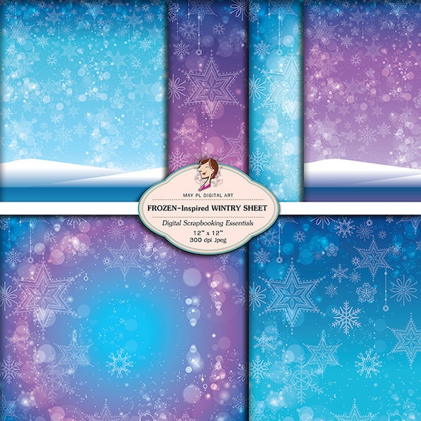 FROZEN Movie Inspired Digital Paper - Winter Snowflakes Background great for Cardmaking, Scrapbooking, Christmas - FREE Commercial Use 10706