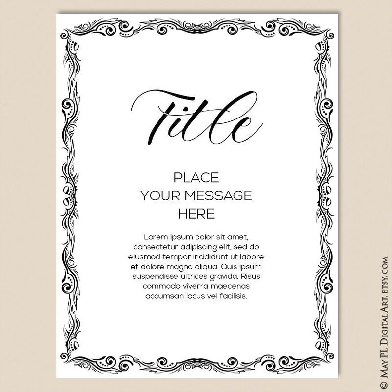 Page Border Certificate Frames Vintage Borders great as Award Diplomas Document Portrait Digital 8x11 Antique Heritage COMMERCIAL USE 10191 image 4
