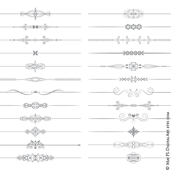 Text Dividers Clipart Divider GRAY GREY Scrapbook Digital - Etsy