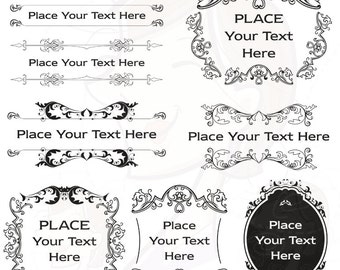 Digital Frames Border Clipart Ornate Flourish Classic Design Wedding Invitation Save The Date Scrapbook Embellishment Oval Clip Art 10364