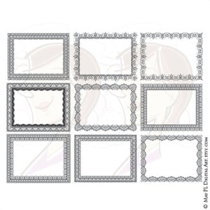 Lace Frame Clipart Rectangle Lace Border VECTOR COMMERCIAL USE Graphic Digital Retro Heritage Patterns Design Instant Download 10045